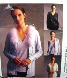 2472 STRETCH KNIT V-CARDIGAN, SHELL TOP PATTERN L-XL