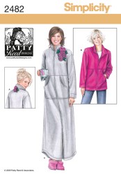 2482 FLEECE ZIP LOUNGE/SLEEP GOWN LENGTHS PATTERN XS-XXL