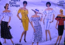 2503 EZ PEASANT OFF SHOULDER TOP,TAPER-FLARE SKIRT PATTERN 12-16