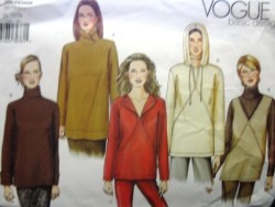 2506 Vogue EZ PULLOVER ZIP TOP,  HOOD / SLEEVES OR NOT PATTERN 8-12,; 14-18; 20-24 CHOICE