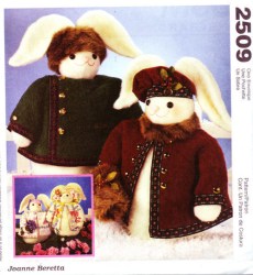 2509 18'' BOY, GIRL BUNNY DOLLS, SPRING/WINTER CLOTHES PATTERN
