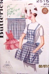 2515 50s SMOCKED GINGHAM APRONS, CAFE CURTAINS PATTERN