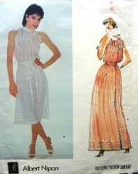 2519 A NIPON SOFT PLEATED COLLAR KNEE-FLR INSET DRESS PATTERN 12