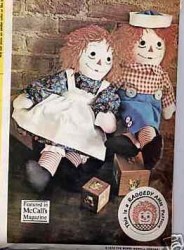 2531 MCCALLS 15'',20'',25''RAGGEDY ANN, ANDY 70s RAG DOLL PATTERN