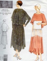 2535 VOGUE RETRO '28 CAPELET FLAPPER DROP WAIST DRESS, SLIP PATTERN 6-10; 18-22 choice UNCUT