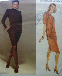 2536 UNGARO STRETCH KNIT BIAS OVERLAY SS-LS DRESS PATTERN 14