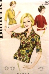 2547 1960s COLLAR OR NOT OVERBLOUSE,BELT PATTERN 14 34