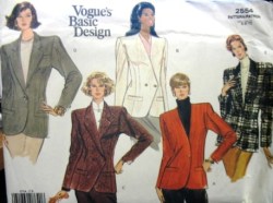 2554 VOGUE LONGER PANEL 1-2 BREASTED JACKETS PATTERN 6-10,12-16 or 18-22 choice