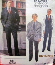 2585 BILL BLASS MEN'S JACKET, VEST, PANTS PATTERN 42, 44,  46 choice