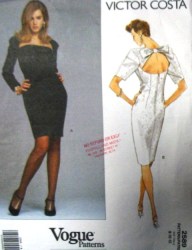 2589 Vogue COSTA SEAMED YOKE SS-LS BK BUTTON/ BOW DRESS PATTERN 8-12