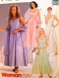 2591 LONG SLVLSS FLARE DRESS,CRINOLINE,STOLE PATTERN 18-24,26-32