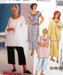 2644 PEASANT DRESS,TOP, SKIRT, CAPRIS PATTERN 18-24W,26-32W