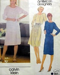 2660 VOGUE CALVIN KLEIN LONG SLEEVE TOP, TUNIC, DRESS, FRONT PLEAT SKIRT PATTERN 8;  12; 14,16 choice