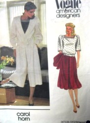 2675 VOGUE CAROL HORN JACKET, FLARE SKIRT, CULOTTES, BLOUSE PATTERN 10; 12 CHOICE UNCUT