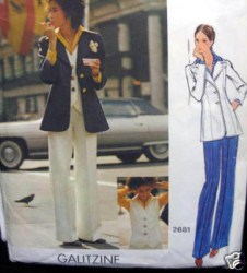 2681 VOGUE 1970S GALITZINE HIGH FIT JACKET, WIDE PANTS, VEST, SHIRT PATTERN 12, 10