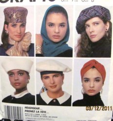 2692 MCCALLS BERET, TURBAN, ETHNIC PILLBOX,HOOD HATS PATTERN S-L; A CUT AT SMALL