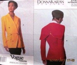 2723 VOGUE DONNA KARAN DKNY  2 BREASTED COLLAR/ ZIPPY COLLAR/ HOOD JACKET PATTERN 12-16