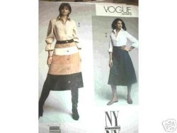 2733 VOGUE NY NY LS SHIRT, LONG FLARE TIER BUTTON SKIRT PATTERN 6-22 3 SIZES