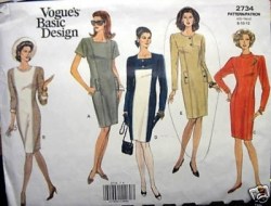 2734 EZ VOGUE TAPER YOKE SHORT - LONG SLEEVE  DRESS 1991 PATTERN 8-12,14-18