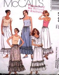 2760 EZ FIT ELASTIC WAIST, TIE, RUFFLE LTWT SKIRTS PATTERN XS-M