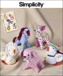 2763  Simplicity STUFFED HORSE, REINDEER, DOG, CHICK, DUCK REPRO PATTERN UNCUT
