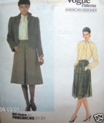 2766 VOGUE  BILL HAIRE JACKET, FLARE PLEAT SKIRT, BLOUSE PATTERN 8,12, 14