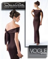 2773 VOGUE OSCAR DELARENTA DRAPED TIED FLOOR DRESS PATTERN  6-10;18-22