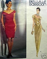 2785  Vogue SASSOON OFF-SHOULDER CHEVRON DRESS LENGTHS PATTERN 8-12 Uncut