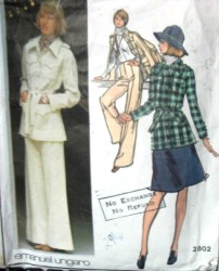 2802 70s UNGARO SHAPE JACKET,BELT,A-SKIRT,FLARE PANTS PATTERN 12