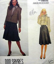 2807 Vogue DON SAYRES JACKET, PLEATED SKIRT, BLOUSE  PATTERN 8 Uncut