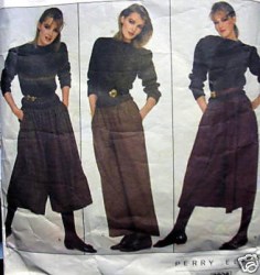 2808 VOGUE PERRY  ELLIS FLARE CULOTTES, PANTS 70s PATTERN 10 UNCUT