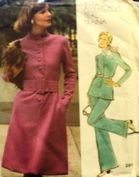2812 TEAL TRAINA BIAS LS A-DRESS,TUNIC,WIDE PANTS PATTERN 16 38