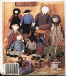 2869 10'',22'', 32'' FOLK, AMISH, COUNTRY DOLLS,CLOTHES PATTERN