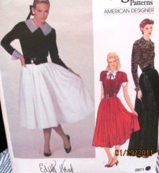 2871 E HEAD SS-LS KNIT TOP,COLLAR,FLARE SKIRT LENGTHS PATTERN 12