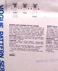 2888 VOGUE BELLVILLE SASSOON DRESS LENGTHS, DETACH COLLAR, CUFFS PATTERN 12 UNCUT