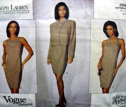 2893 VOGUE RALPH LAUREN SHEATH OR HALTER DRESS, JACKET PATTERN 6-10 UNCUT