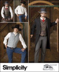 2895 SIMPLICITY GAMBLER, GUNSLINGER 1800S FROCK COAT, SHIRT PATTERN 38-52  2 SIZES UNCUT