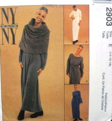 2903 NY NY STRETCH KNIT DRESS,COWL, CAPELET PATTERN 4-8,14-18