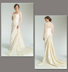 2906 VOGUE SASSOON BRIDE LACE FAUXLERO FLOOR DRESS, TRAIN PATTERN 12-22 2 SIZES
