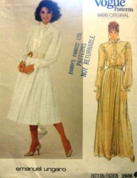 2908 Vogue E. UNGARO LONGER PANEL PLEAT LS DRESS LENGTHS PATTERN  12 uncut