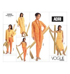 2910 Vogue ADRI TIE JACKET, TOPS, SKIRT, PANTS PATTERN 8-12, 20-24 choice uncut