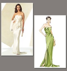 2929 VOGUE SASSOON STRAPLESS BIAS ASYMMETRIC FLOOR DRESS PATTERN 4-20 2 SIZES