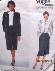 2931 VOGUE VALENTINO PANEL JACKET, SKIRT, BLOUSE,BOW PATTERN 8, 10, 12