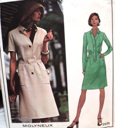 2936 MOLYNEUX PARIS LINED LS-SS 1/2 SZ INSET DRESS PATTERN 16 39