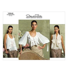 2946 VOGUE OSCAR  DELARENTA FUSSY BLOUSE, OVERLAY SLEEVES OR NOT PATTERN 6-12 UNCUT