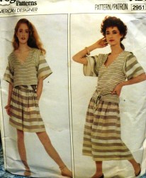 2951 Vogue ADRI V-TOP LENGTHS, SKIRT, CULOTTES, BELT PATTERN 8,10, or 12 choice