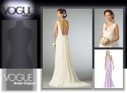 2965 VOGUE BRIDE EMPIRE BIAS FLOOR DRESS, DETACH TRAIN PATTERN 4-20 3 SIZES choice