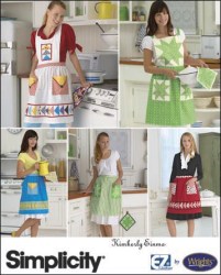 2980 Simplicity PATCHWORK FLYING GEESE APRONS, POTHOLDER PATTERN S-L UNCUT