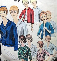 3007 VOGUE 1950S BASIC COLLAR BUTTON JACKET PATTERN 14 34''; 12 32"
