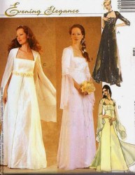 3010  McCalls BRIDES/ MAID SQ NECK WING SLV GOWN OVRSKRT PATTERN 6-22 5 SZ